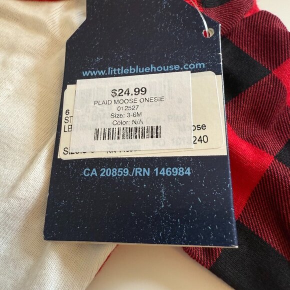 Moose Red Plaid Onesie with Matching Hat and Book 3-6 months NWT - Picture 10 of 12